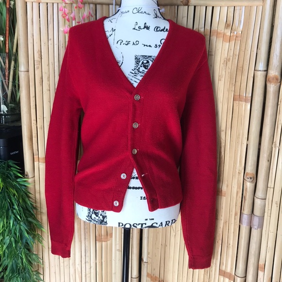 vintage red cardigan